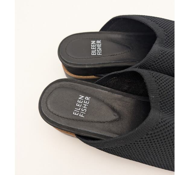 Eileen Fisher Kori Stretch Knit Slide Sandals Women's Black Size US7 EU38 - Picture 11 of 11